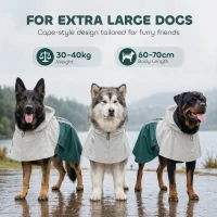 PawHut Dog Raincoat with Hood, Waterproof & Breathable Rain Jacket with Leash Hole, for Extra Large Dogs, Green, XL(m-8)