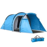 Outsunny Campingtent, Pop-up tent voor 2-3 personen, Voortent & Slaapgedeelte, Waterdicht, 426 x 206 x 154 cm, Lichtblauw(m-15)