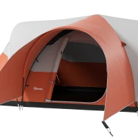 Outsunny 3000mm Waterproof Camping Tent for 7 Man, Family Tent with Porch and Sewn in Groundsheet, Portable with Bag, Orange(m-12)