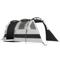 Outsunny Camping Tent, 3 Man Blackout Tent with Bedroom and Living Room, Portable with Bag, for Fishing Hiking Festival, Khaki(m-1)