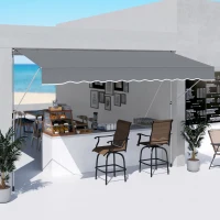 Outsunny Tenda da Sole a Bracci Avvolgibile con Manovella e Struttura Telescopica, 4x1.2m, Grigio(m-2)