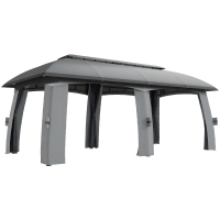 Outsunny Pavillon, Partyzelt, mit Fliegennetzen, Winddach, bis 15 Personen, dunkelgrau, 3 x 6 x 3 m
