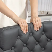 HOMCOM Taburete de Bar Regulable Asiento Extra Grande Giratorio en Piel Sintética PU Gris(m-6)