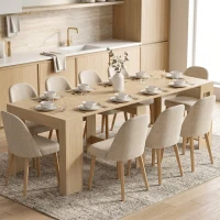 HOMCOM Uitschuifbare eettafel voor kleine ruimtes, om te bouwen tot console, zitplaatsen voor 10 personen, houtlook lichtbruin(m-2)