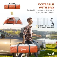 Outsunny 3000mm Waterproof Camping Tent for 7 Man, Family Tent with Porch and Sewn in Groundsheet, Portable with Bag, Orange(m-8)