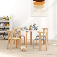 AIYAPLAY 5-teiliges Kindertisch- und Stuhlset, leichtes Massivholz, Bunt(m-10)
