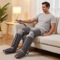 HOMCOM Beinmassager mit Wärme, Kompression, 3 Automodi & 3 Intensitäten, Fuß- und Wadenmassagegerät(m-2)