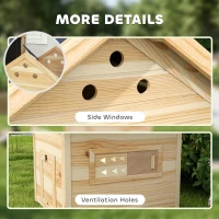 PawHut Wooden Duck House with Double Doors, Openable Roof, Ventilation Holes, Removable Base, Natural Wood Finish(m-9)
