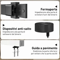 HOMCOM Porta Scorrevole Esterna in Legno di Pino con Binario Silenzioso, Guida, Kit Ferramenta, Bianco(m-7)
