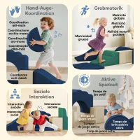 AIYAPLAY Set 7 Blocuri Moi pentru Copii 0,5-3 Ani cu Bază Antiderapantă, din Spumă și Catifea, Albastru(m-6)