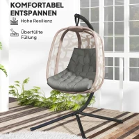 Outsunny Zitkussen, Buitenzitkussen voor Hangstoel en Schommelstoel, Outdoor Kussen, Grijs(m-5)