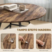 HOMCOM Mesa Redonda 100 cm para 4 Pessoas Mesa de Refeição de Estilo Industrial com Estrutura Metálica Preta(m-6)