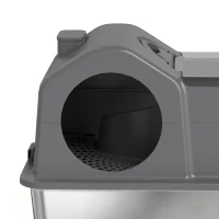 PawHut Maison de Toilette pour Chat avec Couvercle Amovible et Fermé, Côtés Hauts, 60,5x40,5x45cm, Gris Foncé(m-11)