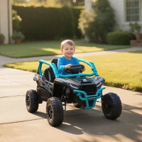 AIYAPLAY 12V Elektrisches Geländefahrzeug für Kinder, Fernbedienung, LED-Lichter, Musik, Hupe, für Kinder von 3-8 Jahren, Blau(m-10)