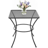 Outsunny Tavolino da Giardino Quadrato in Acciaio con Piano Traforato, 45x45x50 cm, Nero(m-10)