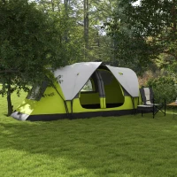 Outsunny Camping Tent for 6 Man with 2000mm Water Resistant Rainfly and Carry Bag for Fishing Hiking Festival, Yellow(m-10)