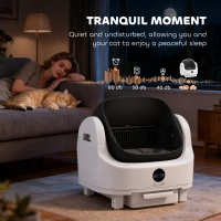 PawHut Self Cleaning Cat Litter Tray Top Opening Design, Automatic Litter Box More Space with Integrated Security Protection(m-8)