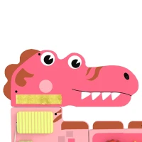 AIYAPLAY Busy Board Panels, Wall Mounted Montessori Inspired Busy Board, Toddler Learning Centre Dinosaur Theme, Pink(m-11)