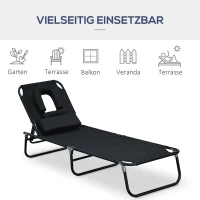 Outsunny ligbed met leesgat 190 cm x 56 cm x 28 cm, zwart(m-5)