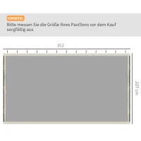 Outsunny Vervangend muggennet voor 3 x 4 m tuinpaviljoens, vliegengaas, met ritsen, polyester, zwart(m-3)