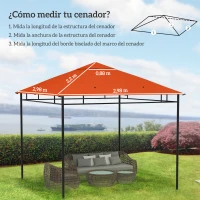 Outsunny Techo de Repuesto para Cenador, 3x3 m, Cubierta de Repuesto con 8 Orificios de Drenaje, Ventilación y Protección UV, SOLO Toldo de Recambio para Pabellón Gazebo, Naranja(m-3)