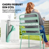 Outsunny Set de 2 Scaune Stivuibile din Metal, pentru Terasă și Grădină, Verde(m-5)