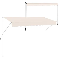 Outsunny Tenda da Sole a Bracci 4x1.2m con Manovella e Struttura Telescopica, Cachi(m-1)