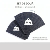 Outsunny Set de 2 Greutăți pentru Umbrelă cu Bază în Cruce, 28 kg, Design în Formă de Evantai, din Colofoniu, 66x47x4.2 cm, Bronz(m-5)
