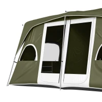 Outsunny Camping Tent, Family Tent 4-8 Person 2 Room, with Large Mesh Windows, Easy Set Up for Backpacking Hiking Outdoor, Green(m-14)