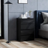 HOMCOM Kommode mit 4 Schubladen aus Holz, moderne und vielseitige Schlafzimmerkommode, 55x33x80 cm, Schwarz(m-5)