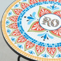 Outsunny Masa Rotunda Stil Bistro de 60 cm cu Mozaic pentru Gradina, Veranda, Exterior, Balcon, Gri(m-7)