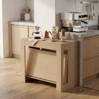 HOMCOM Uitschuifbare eettafel voor kleine ruimtes, om te bouwen tot console, zitplaatsen voor 10 personen, houtlook lichtbruin(m-9)