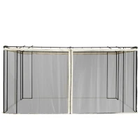 Outsunny Vervangend muggennet voor 3 x 4 m tuinpaviljoens, vliegengaas, met ritsen, polyester, zwart(m-11)