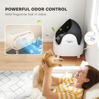 PawHut Self Cleaning Cat Litter Tray Top Opening Design, Automatic Litter Box More Space with Integrated Security Protection(m-6)