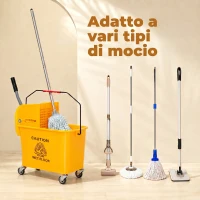 HOMCOM Cubo de Fregar 20L con Ruedas y Escurridor Cubo para Fregona con Separador de Agua 60x27x70,5 cm Amarillo(m-5)