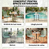 Outsunny Set de 2 Scaune Stivuibile din Metal, pentru Terasă și Grădină, Verde(m-9)