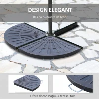 Outsunny Set de 2 Greutăți pentru Umbrelă cu Bază în Cruce, 28 kg, Design în Formă de Evantai, din Colofoniu, 66x47x4.2 cm, Bronz(m-4)