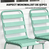 Outsunny Set de 2 Scaune Stivuibile din Metal, pentru Terasă și Grădină, Verde(m-8)