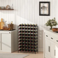 HOMCOM Étagère à vin rack pour bouteilles range-bouteilles capacité 54 bouteilles dim. 63L x 25l x 91H cm métal noir(m-11)