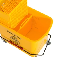 HOMCOM Schoonmaakwagen, verrijdbare emmer, schoonmaakemmer, 20 liter dweilwagen met pers, 2 bakken, geel(m-12)