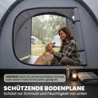 Outsunny Campingtent, Pop-up tent voor 2-3 personen, Voortent & Slaapgedeelte, Waterdicht, 426 x 206 x 154 cm, Grijs(m-7)