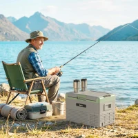 Outsunny 30L Portable Car Refrigerator - Light Green and Grey(m-14)