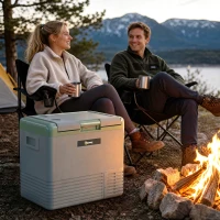 Outsunny 50L Portable Car Refrigerator - Light Green and Grey(m-8)