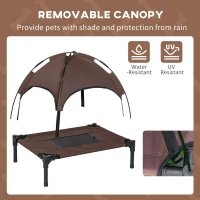 PawHut Brandina per Cani Rialzata e Traspirante con Tetto Rimovibile, in Metallo e Tessuto Oxford, 61x46x62 cm, Marrone(m-6)