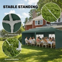 Outsunny 6x3 m Party Tent Gazebo Marquee Outdoor Patio Canopy Shelter with Windows and Side Panels, Green(m-7)