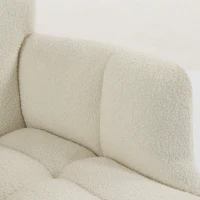 HOMCOM Fauteuil de Salon avec Repose-Pied, Fauteuil d'Appoint Capitonné en Peluche Teddy, Dossier Haut, Poches Latérales, Beige(m-13)
