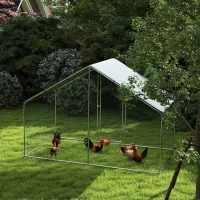 PawHut Hühnerauslauf für 5-8 Hühner, Dachplane, verriegelbare Tür, Stahlrahmen, 5,1 m², 3 x 1,7 x 1,9 m(m-10)
