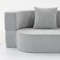 HOMCOM 2 en 1 Sofá Cama 2 Plazas con 2 Cojines Desenfundables Reposabrazos Asiento Acolchado en Chenilla Gris Claro(m-6)
