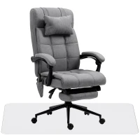 Vinsetto Conjunto de 1 Silla de Masaje Reclinable con 6 Puntos de Masaje y 1 Alfombra Protectora de Suelo Gris y Transparente(m-11)