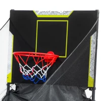 SPORTNOW Table MultiJeux 5 en 1 Babyfoot Billard Air Hockey Ping-Pong et Basket Accessoires 134x108x144cm Marron Noyer(m-12)